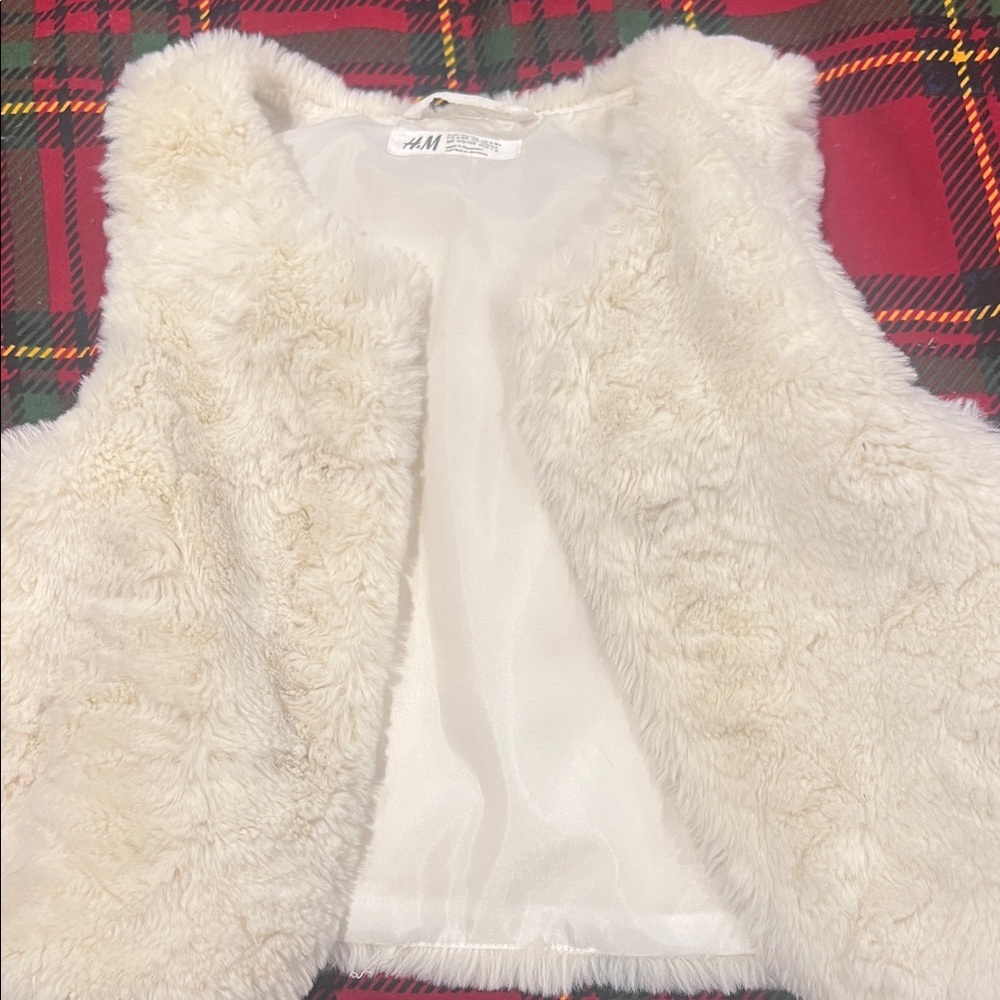 H&M Kids Ivory Faux Fur Vest